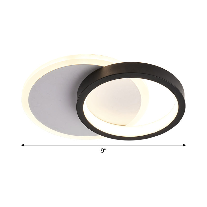 Ring-Panel Combined Mini LED Flush Mount Minimalism Acrylic Black-White Close to Ceiling Light Fixture Clearhalo 'Ceiling Lights' 'Close To Ceiling Lights' 'Close to ceiling' 'Flush mount' Lighting' 1455330