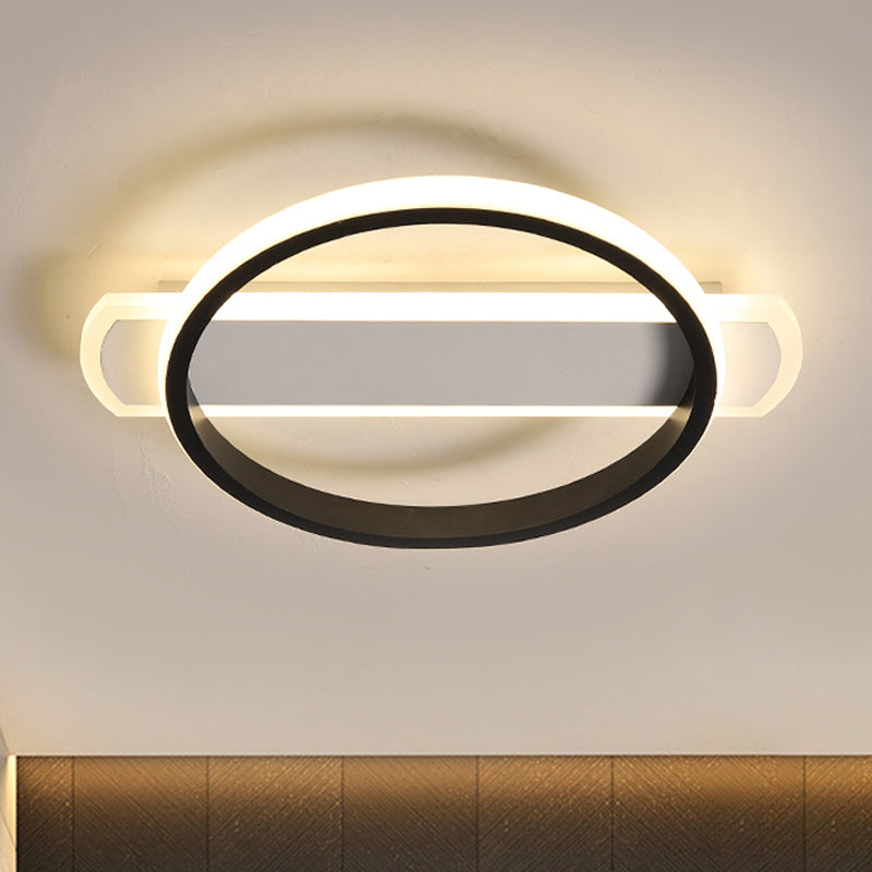 Black Round/Square-Oblong Ceiling Flush Simple Acrylic LED Flush Mounted Lighting in Warm/White Light Clearhalo 'Ceiling Lights' 'Close To Ceiling Lights' 'Close to ceiling' 'Flush mount' Lighting' 1455331