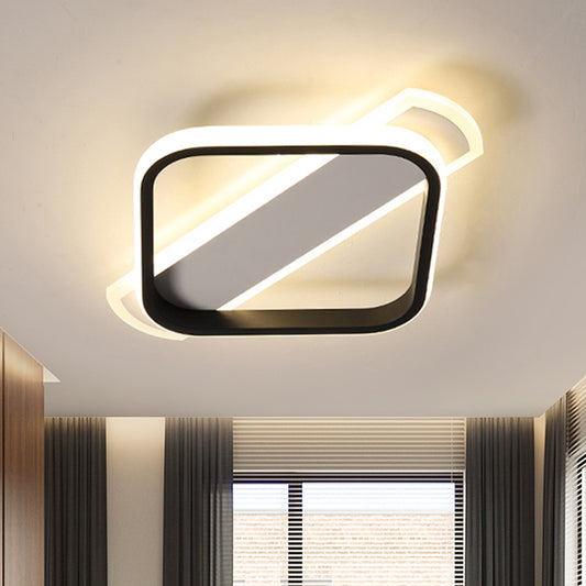 Black Round/Square-Oblong Ceiling Flush Simple Acrylic LED Flush Mounted Lighting in Warm/White Light Clearhalo 'Ceiling Lights' 'Close To Ceiling Lights' 'Close to ceiling' 'Flush mount' Lighting' 1455336