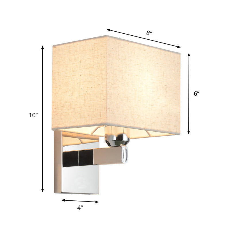 LED Rectangle Wall Mounted Lighting Modernism Fabric Sconce Light in Chrome for Bedroom Clearhalo 'Modern wall lights' 'Modern' 'Wall Lamps & Sconces' 'Wall Lights' Lighting' 145535