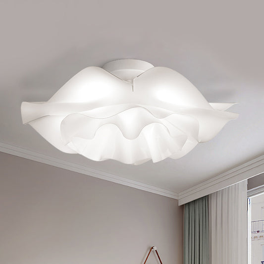 Modern Stylish Frill Layer Flush Mount Acrylic Bedroom LED Ceiling Lighting Fixture in White White Clearhalo 'Ceiling Lights' 'Close To Ceiling Lights' 'Close to ceiling' 'Flush mount' Lighting' 1455380