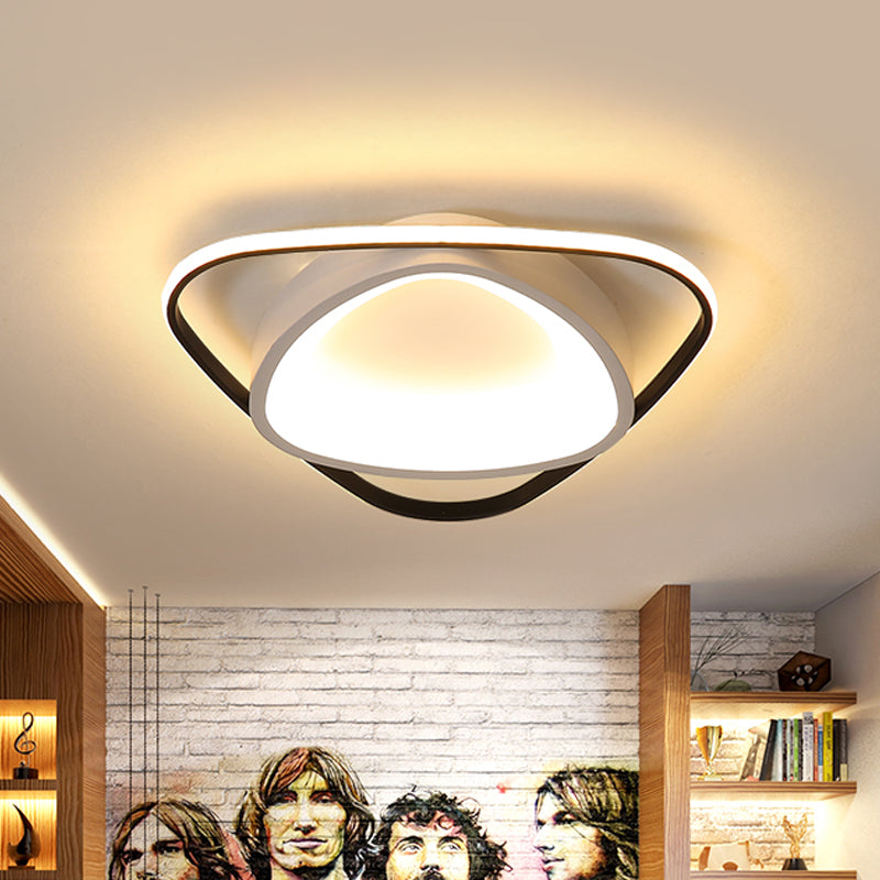 Incurvated Triangle Flush Ceiling Light Simple Acrylic Bedroom LED Flush Mounted Lamp in Black-White, 19.5"/23.5" Width Clearhalo 'Ceiling Lights' 'Close To Ceiling Lights' 'Close to ceiling' 'Flush mount' Lighting' 1455387