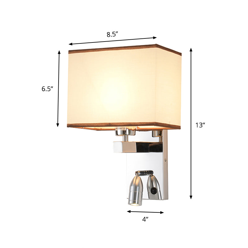 Rectangular Wall Mount Lighting Modern Fabric LED Wall Sconce Lighting in Chrome with Adjustable Spotlight Clearhalo 'Modern wall lights' 'Modern' 'Wall Lamps & Sconces' 'Wall Lights' Lighting' 145540