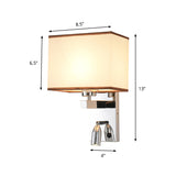 Rectangular Wall Mount Lighting Modern Fabric LED Wall Sconce Lighting in Chrome with Adjustable Spotlight Clearhalo 'Modern wall lights' 'Modern' 'Wall Lamps & Sconces' 'Wall Lights' Lighting' 145540