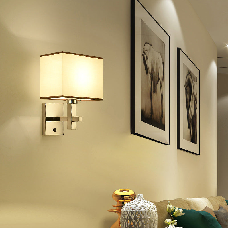 Rectangular Wall Mount Lighting Modern Fabric LED Wall Sconce Lighting in Chrome with Adjustable Spotlight Clearhalo 'Modern wall lights' 'Modern' 'Wall Lamps & Sconces' 'Wall Lights' Lighting' 145543