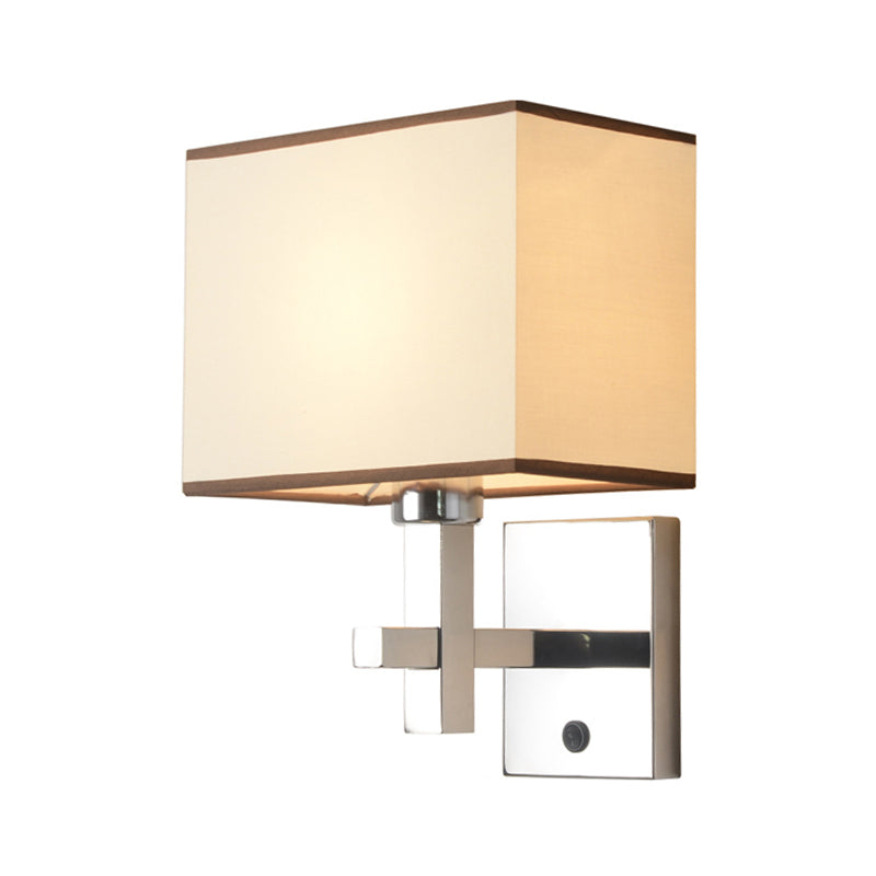 Rectangular Wall Mount Lighting Modern Fabric LED Wall Sconce Lighting in Chrome with Adjustable Spotlight Clearhalo 'Modern wall lights' 'Modern' 'Wall Lamps & Sconces' 'Wall Lights' Lighting' 145544