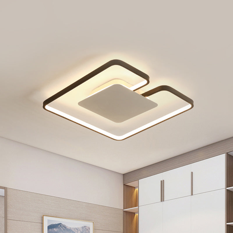 Square Frame Thin Ceiling Fixture Simple Iron Bedroom 15"/19" W LED Flushmount Lighting in White-Black Inner/Black-White Inner with Gap Design Clearhalo 'Ceiling Lights' 'Close To Ceiling Lights' 'Close to ceiling' 'Flush mount' Lighting' 1455441