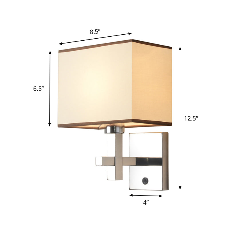 Rectangular Wall Mount Lighting Modern Fabric LED Wall Sconce Lighting in Chrome with Adjustable Spotlight Clearhalo 'Modern wall lights' 'Modern' 'Wall Lamps & Sconces' 'Wall Lights' Lighting' 145545