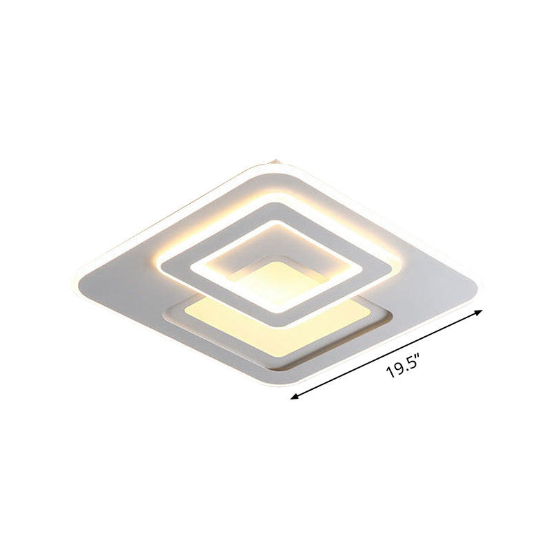 Acrylic Thin Tiered Square Flushmount Modern Creative White LED Close to Ceiling Light in Warm/White Light Clearhalo 'Ceiling Lights' 'Close To Ceiling Lights' 'Close to ceiling' 'Flush mount' Lighting' 1455453