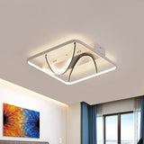 Square Frame Bedroom Flush Mount Silica Gel Modern LED Ceiling Light with Dual Curved Line in Black-White, Warm/White Light Black-White Clearhalo 'Ceiling Lights' 'Close To Ceiling Lights' 'Close to ceiling' 'Flush mount' Lighting' 1455461