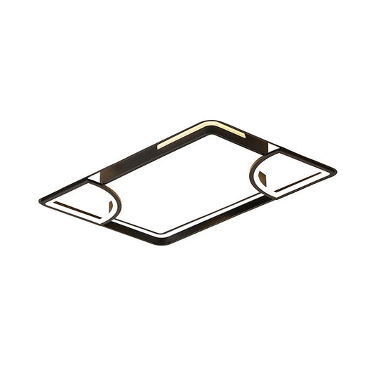 Black Thin Rectangle Ceiling Flush Modern Acrylic LED Flushmount Lighting in Warm/White Light with Sector Cutouts Design Clearhalo 'Ceiling Lights' 'Close To Ceiling Lights' 'Close to ceiling' 'Flush mount' Lighting' 1455490