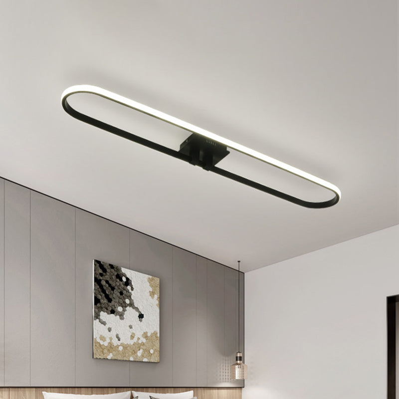 Outer Glow Oblong Acrylic LED Flushmount Minimalist Black Flush Ceiling Light in Warm/White/Natural Light for Doorway Clearhalo 'Ceiling Lights' 'Close To Ceiling Lights' 'Close to ceiling' 'Flush mount' Lighting' 1455507