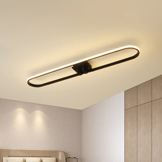 Outer Glow Oblong Acrylic LED Flushmount Minimalist Black Flush Ceiling Light in Warm/White/Natural Light for Doorway Black Clearhalo 'Ceiling Lights' 'Close To Ceiling Lights' 'Close to ceiling' 'Flush mount' Lighting' 1455508