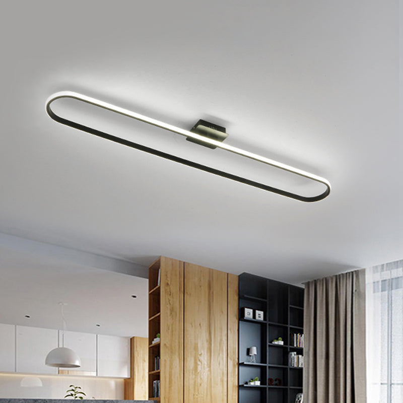 Outer Glow Oblong Acrylic LED Flushmount Minimalist Black Flush Ceiling Light in Warm/White/Natural Light for Doorway Clearhalo 'Ceiling Lights' 'Close To Ceiling Lights' 'Close to ceiling' 'Flush mount' Lighting' 1455509