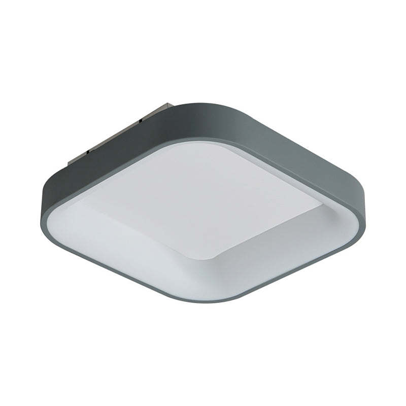 Grey/White Squared Ring Ceiling Fixture Nordic Acrylic LED Flush Mount Recessed Lighting for Bedroom, 16"/19.5" W Clearhalo 'Ceiling Lights' 'Close To Ceiling Lights' 'Close to ceiling' 'Flush mount' Lighting' 1455514