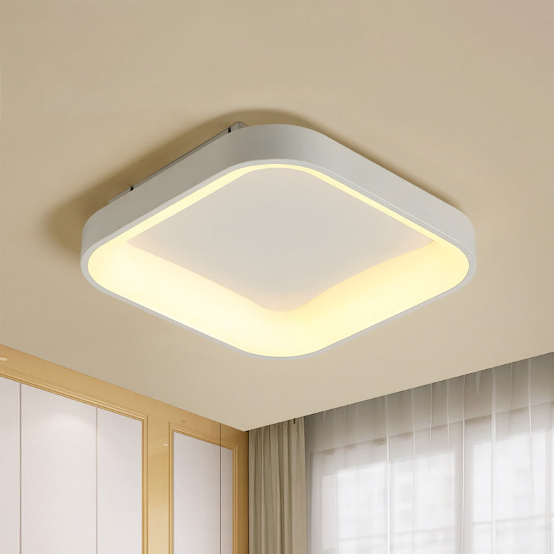 Grey/White Squared Ring Ceiling Fixture Nordic Acrylic LED Flush Mount Recessed Lighting for Bedroom, 16"/19.5" W Clearhalo 'Ceiling Lights' 'Close To Ceiling Lights' 'Close to ceiling' 'Flush mount' Lighting' 1455518