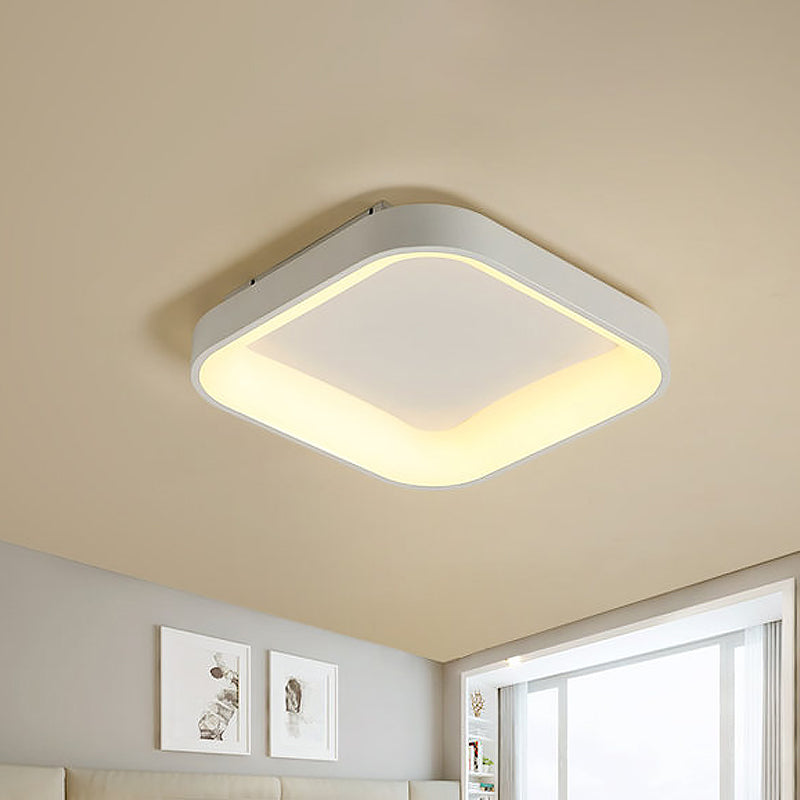 Grey/White Squared Ring Ceiling Fixture Nordic Acrylic LED Flush Mount Recessed Lighting for Bedroom, 16"/19.5" W White Clearhalo 'Ceiling Lights' 'Close To Ceiling Lights' 'Close to ceiling' 'Flush mount' Lighting' 1455519