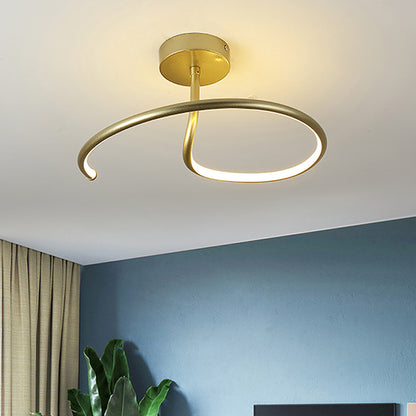 Curl Semi Mount Lighting Simplicity Acrylic Gold Finish 16"/19.5" Wide LED Ceiling Flush Light Gold Clearhalo 'Ceiling Lights' 'Close To Ceiling Lights' 'Close to ceiling' 'Semi-flushmount' Lighting' 1455523