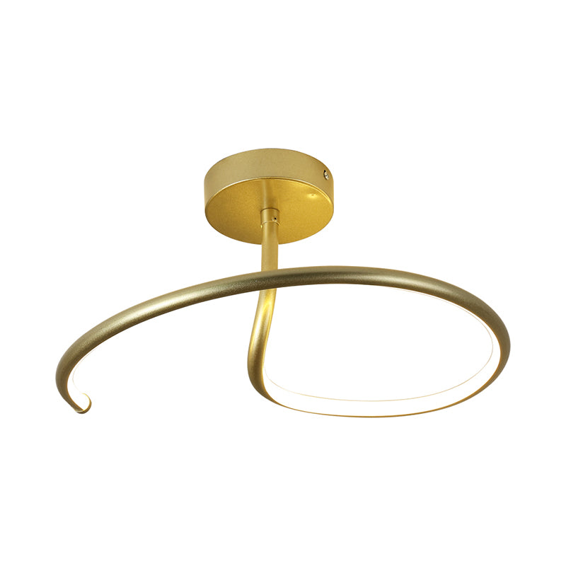 Curl Semi Mount Lighting Simplicity Acrylic Gold Finish 16"/19.5" Wide LED Ceiling Flush Light Clearhalo 'Ceiling Lights' 'Close To Ceiling Lights' 'Close to ceiling' 'Semi-flushmount' Lighting' 1455524