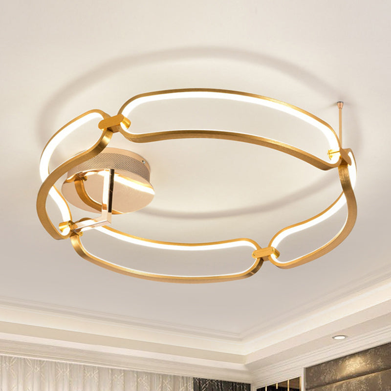 Modernist Bracelet Ceiling Flush Mount Aluminum Dining Room 18"/23.5" Wide LED Flush Light in Gold, Warm/White Light Clearhalo 'Ceiling Lights' 'Close To Ceiling Lights' 'Close to ceiling' 'Flush mount' Lighting' 1455528