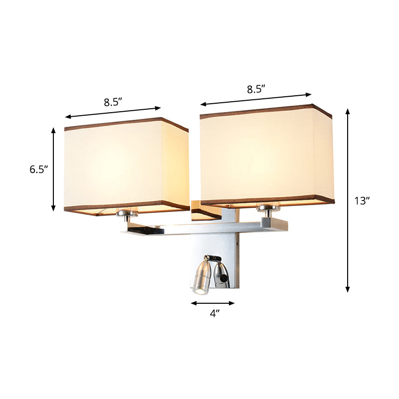 Rectangular Wall Mount Lighting Modern Fabric LED Wall Sconce Lighting in Chrome with Adjustable Spotlight Clearhalo 'Modern wall lights' 'Modern' 'Wall Lamps & Sconces' 'Wall Lights' Lighting' 145553