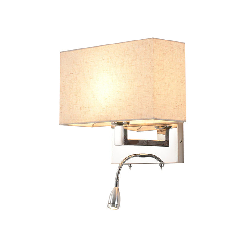 Rectangle Wall Light Sconce Simple Fabric LED Sconce Lighting in Beige for Bedroom Clearhalo 'Modern wall lights' 'Modern' 'Wall Lamps & Sconces' 'Wall Lights' Lighting' 145556