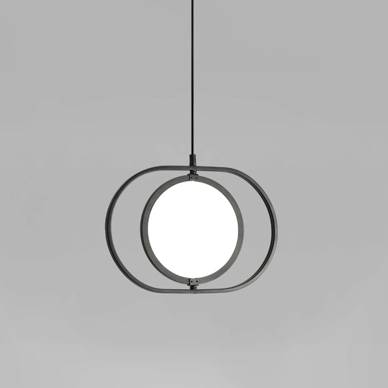 Simple LED Hanging Lamp Metallic Black Vertical/Horizontal Adjustable Disc Pendant Lighting with Capsule Frame Clearhalo 'Ceiling Lights' 'Modern Pendants' 'Modern' 'Pendant Lights' 'Pendants' Lighting' 1455571