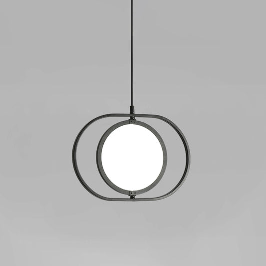 Simple LED Hanging Lamp Metallic Black Vertical/Horizontal Adjustable Disc Pendant Lighting with Capsule Frame Clearhalo 'Ceiling Lights' 'Modern Pendants' 'Modern' 'Pendant Lights' 'Pendants' Lighting' 1455571