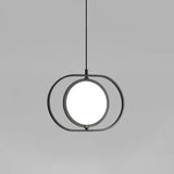 Simple LED Hanging Lamp Metallic Black Vertical/Horizontal Adjustable Disc Pendant Lighting with Capsule Frame Clearhalo 'Ceiling Lights' 'Modern Pendants' 'Modern' 'Pendant Lights' 'Pendants' Lighting' 1455571