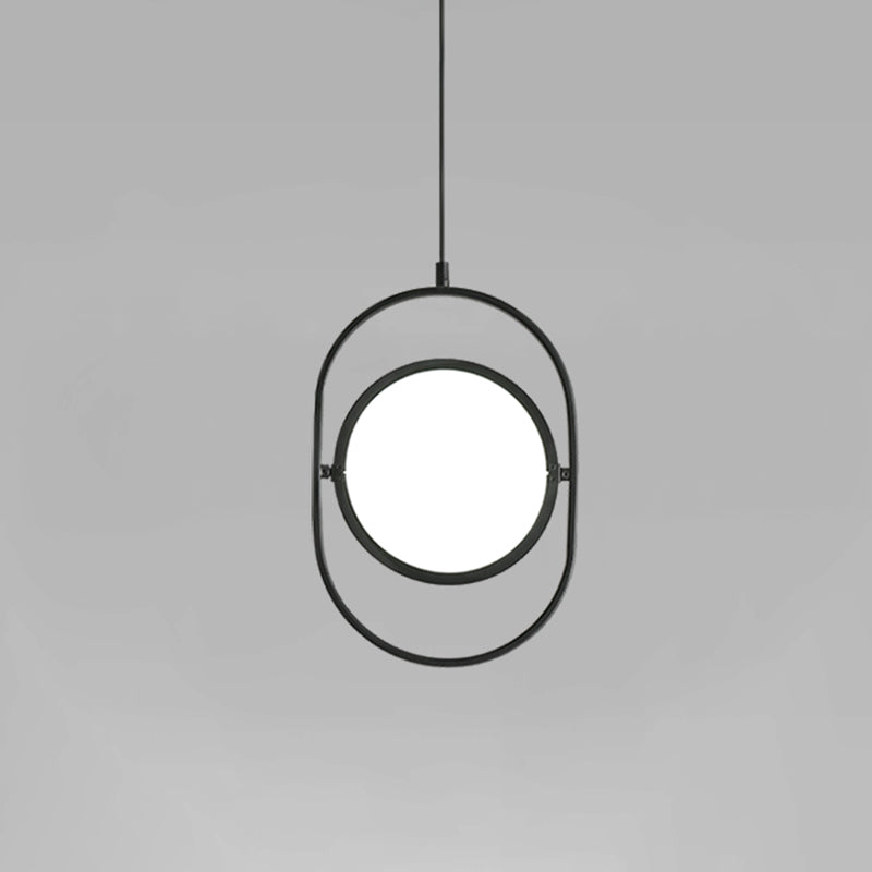 Simple LED Hanging Lamp Metallic Black Vertical/Horizontal Adjustable Disc Pendant Lighting with Capsule Frame Clearhalo 'Ceiling Lights' 'Modern Pendants' 'Modern' 'Pendant Lights' 'Pendants' Lighting' 1455576