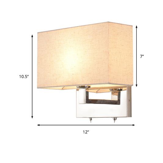 Rectangle Wall Light Sconce Simple Fabric LED Sconce Lighting in Beige for Bedroom Clearhalo 'Modern wall lights' 'Modern' 'Wall Lamps & Sconces' 'Wall Lights' Lighting' 145559