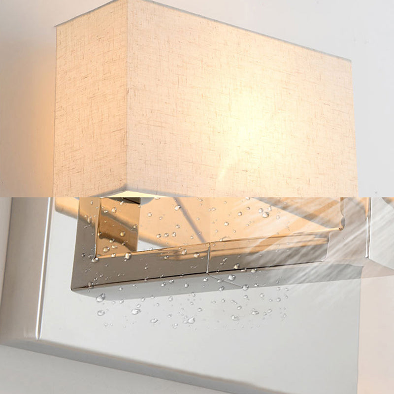 Rectangle Wall Light Sconce Simple Fabric LED Sconce Lighting in Beige for Bedroom Clearhalo 'Modern wall lights' 'Modern' 'Wall Lamps & Sconces' 'Wall Lights' Lighting' 145560