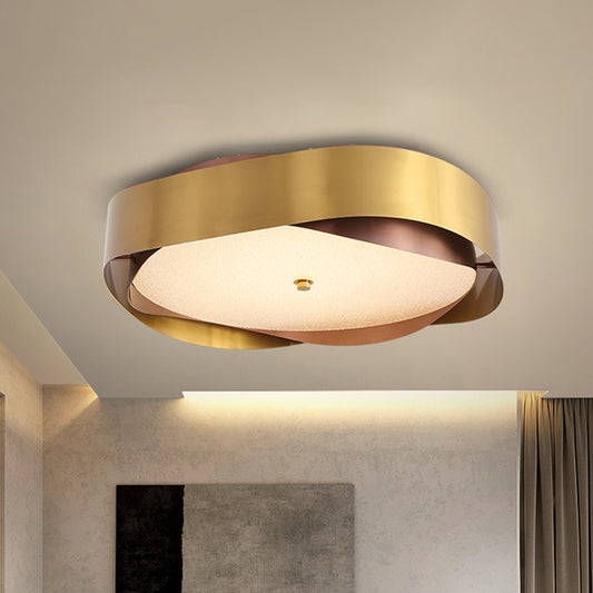Acrylic Gold Ceiling Flush Round LED Colonial Flush Mount Light Fixture with Curve Stainless Steel Frame Gold Clearhalo 'Ceiling Lights' 'Close To Ceiling Lights' 'Close to ceiling' 'Flush mount' Lighting' 1455624
