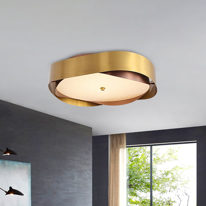 Acrylic Gold Ceiling Flush Round LED Colonial Flush Mount Light Fixture with Curve Stainless Steel Frame Clearhalo 'Ceiling Lights' 'Close To Ceiling Lights' 'Close to ceiling' 'Flush mount' Lighting' 1455625