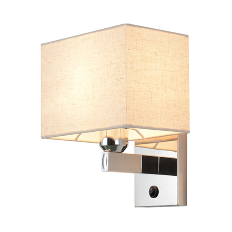 Rectangle Wall Sconce Lighting Modernism Fabric LED Wall Mount Light in Chrome for Bedside Clearhalo 'Modern wall lights' 'Modern' 'Wall Lamps & Sconces' 'Wall Lights' Lighting' 145566