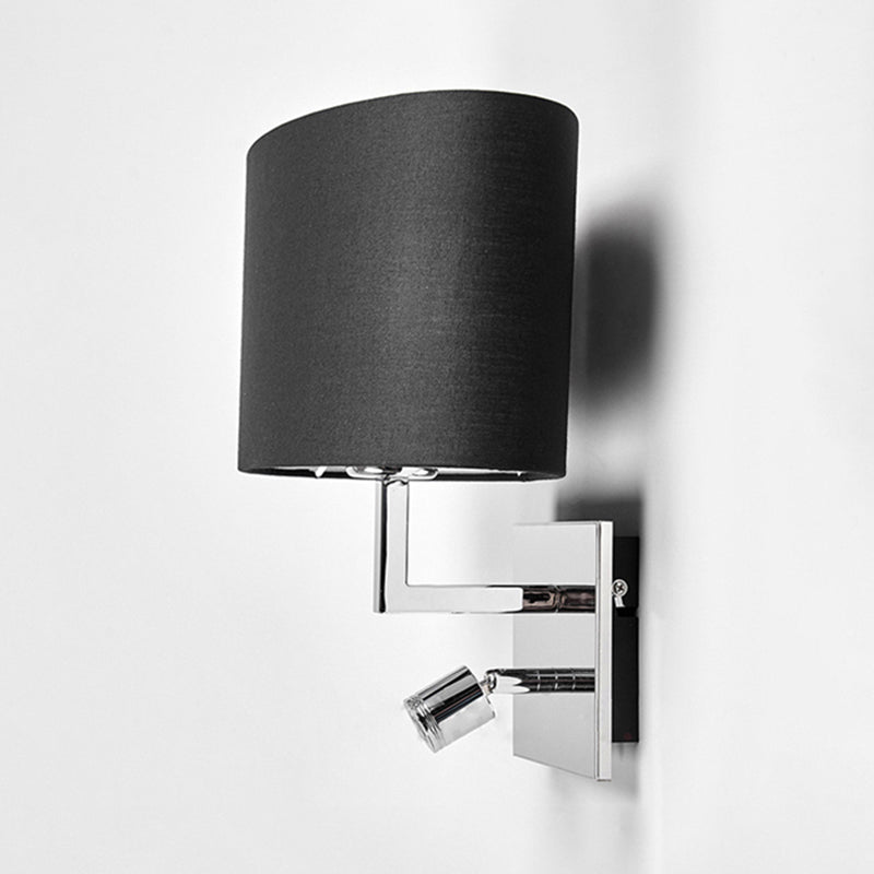 Contemporary Oval Wall Mount Light Fabric LED Wall Sconce Lighting in Black for Bedside Clearhalo 'Modern wall lights' 'Modern' 'Wall Lamps & Sconces' 'Wall Lights' Lighting' 145572