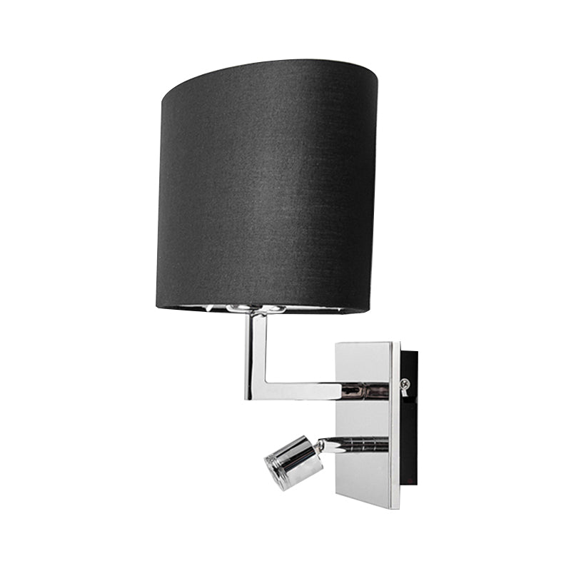 Contemporary Oval Wall Mount Light Fabric LED Wall Sconce Lighting in Black for Bedside Clearhalo 'Modern wall lights' 'Modern' 'Wall Lamps & Sconces' 'Wall Lights' Lighting' 145573