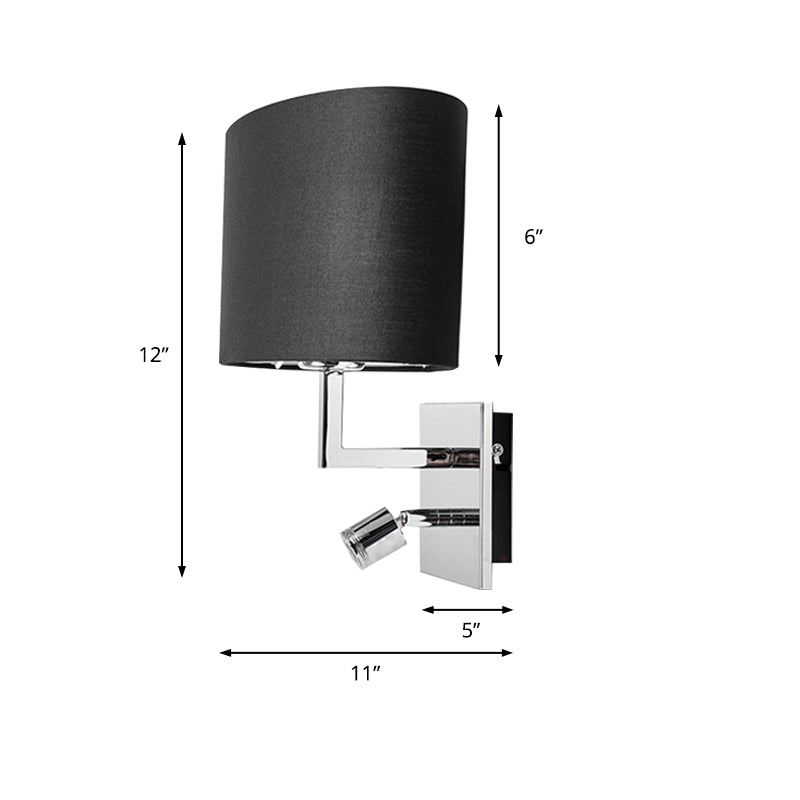 Contemporary Oval Wall Mount Light Fabric LED Wall Sconce Lighting in Black for Bedside Clearhalo 'Modern wall lights' 'Modern' 'Wall Lamps & Sconces' 'Wall Lights' Lighting' 145575