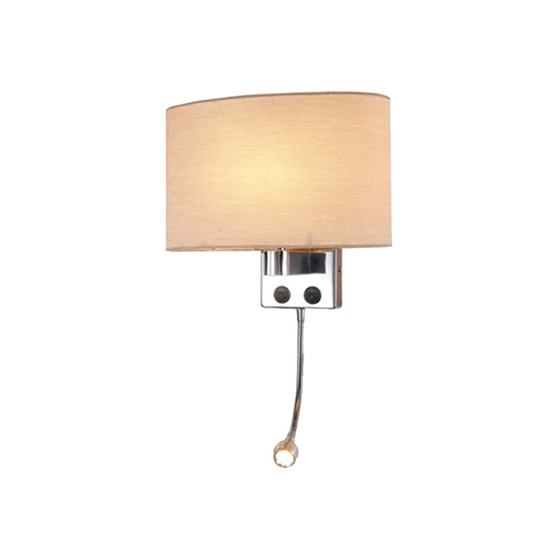 Modernism LED Wall Sconce with Fabric Shade Chrome/Champagne Oval Wall Mount Light Fixture Clearhalo 'Modern wall lights' 'Modern' 'Wall Lamps & Sconces' 'Wall Lights' Lighting' 145581