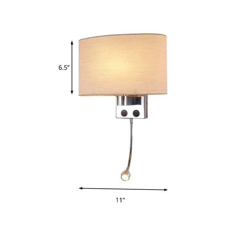 Modernism LED Wall Sconce with Fabric Shade Chrome/Champagne Oval Wall Mount Light Fixture Clearhalo 'Modern wall lights' 'Modern' 'Wall Lamps & Sconces' 'Wall Lights' Lighting' 145582