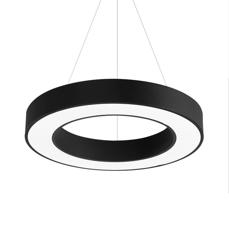 Thick Circle Iron Pendant Light Fixture Minimal Black LED Hanging Ceiling Light for Office Clearhalo 'Ceiling Lights' 'Modern Pendants' 'Modern' 'Pendant Lights' 'Pendants' Lighting' 1455833