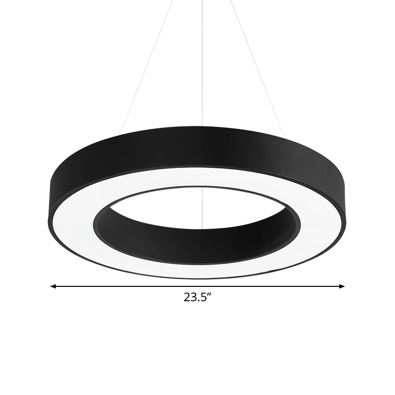 Thick Circle Iron Pendant Light Fixture Minimal Black LED Hanging Ceiling Light for Office Clearhalo 'Ceiling Lights' 'Modern Pendants' 'Modern' 'Pendant Lights' 'Pendants' Lighting' 1455835