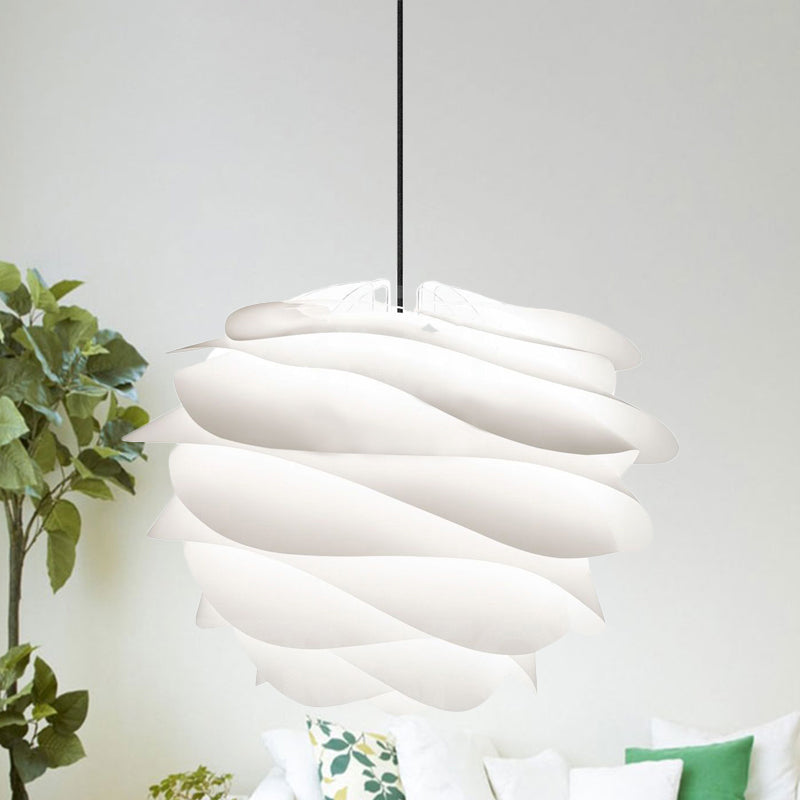 Modernist Layered Petals Drop Pendant Acrylic 1-Light Living Room Ceiling Suspension Lamp in White White Clearhalo 'Ceiling Lights' 'Modern Pendants' 'Modern' 'Pendant Lights' 'Pendants' Lighting' 1455841