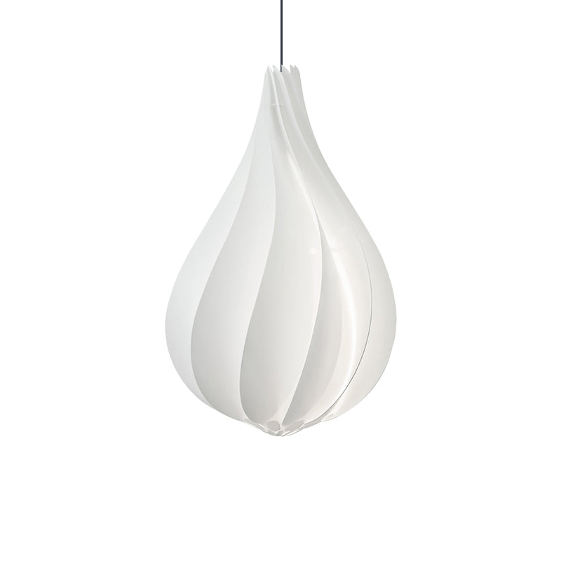 Ribbed Droplet Pendant Lighting Simple Acrylic White LED Hanging Light Kit for Sitting Room Clearhalo 'Ceiling Lights' 'Modern Pendants' 'Modern' 'Pendant Lights' 'Pendants' Lighting' 1455848