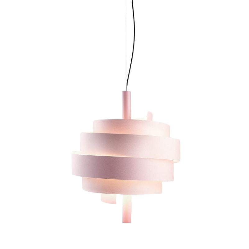 Pink/Green/White Twirling Pendant Lamp Modern Stylish 1 Bulb Metallic Hanging Light Fixture over Dining Table Clearhalo 'Ceiling Lights' 'Modern Pendants' 'Modern' 'Pendant Lights' 'Pendants' Lighting' 1455853