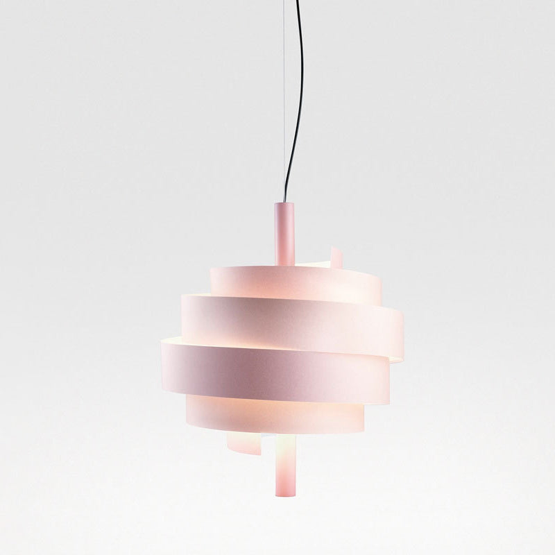 Pink/Green/White Twirling Pendant Lamp Modern Stylish 1 Bulb Metallic Hanging Light Fixture over Dining Table Clearhalo 'Ceiling Lights' 'Modern Pendants' 'Modern' 'Pendant Lights' 'Pendants' Lighting' 1455854