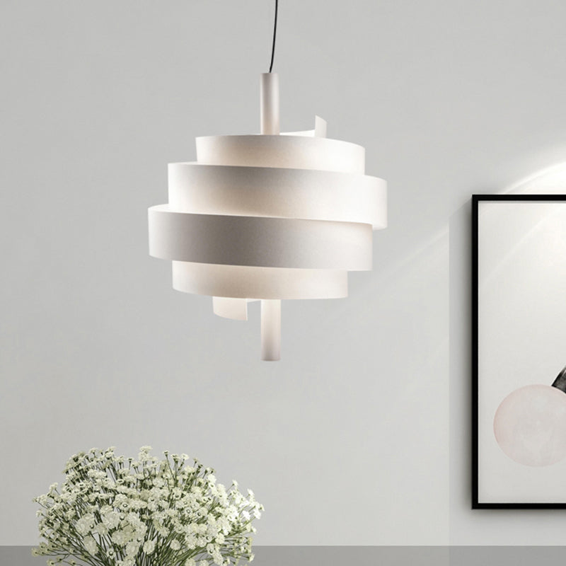 Pink/Green/White Twirling Pendant Lamp Modern Stylish 1 Bulb Metallic Hanging Light Fixture over Dining Table Clearhalo 'Ceiling Lights' 'Modern Pendants' 'Modern' 'Pendant Lights' 'Pendants' Lighting' 1455856