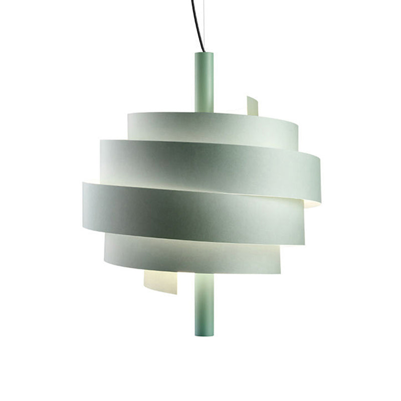 Pink/Green/White Twirling Pendant Lamp Modern Stylish 1 Bulb Metallic Hanging Light Fixture over Dining Table Clearhalo 'Ceiling Lights' 'Modern Pendants' 'Modern' 'Pendant Lights' 'Pendants' Lighting' 1455862