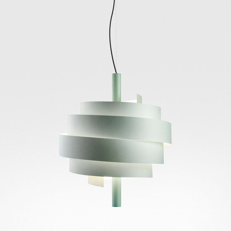 Pink/Green/White Twirling Pendant Lamp Modern Stylish 1 Bulb Metallic Hanging Light Fixture over Dining Table Clearhalo 'Ceiling Lights' 'Modern Pendants' 'Modern' 'Pendant Lights' 'Pendants' Lighting' 1455863