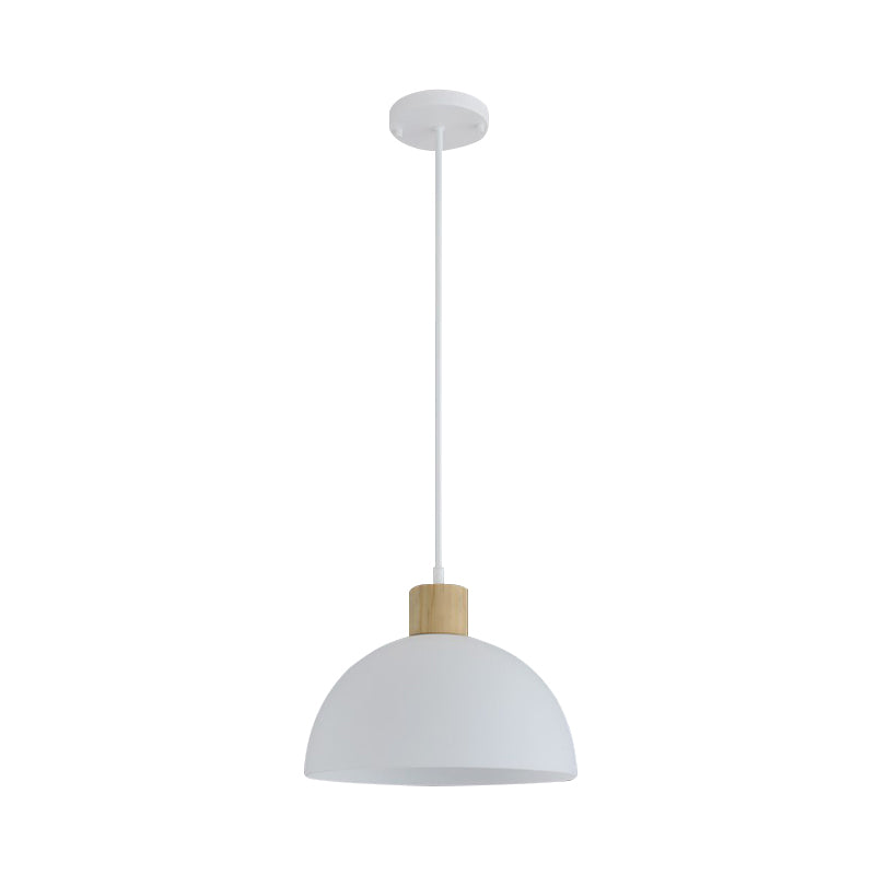 Acrylic Bowl Hanging Light Simplicity Single White Suspension Pendant Light with Wood Cap Clearhalo 'Ceiling Lights' 'Modern Pendants' 'Modern' 'Pendant Lights' 'Pendants' Lighting' 1455870